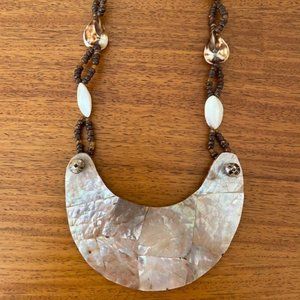 Statement necklace -- iridescent shell inlay